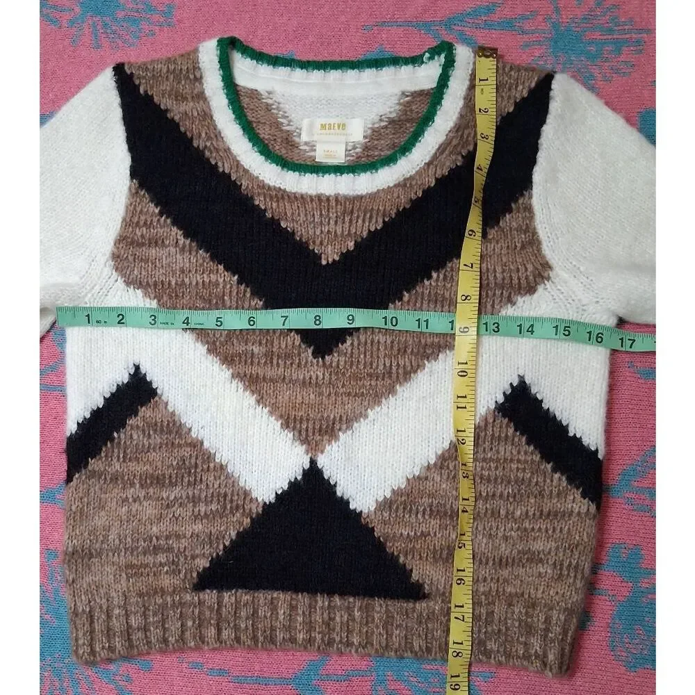 Maeve Anthropologie womens small brown earthtone soft wool sweater preppy
